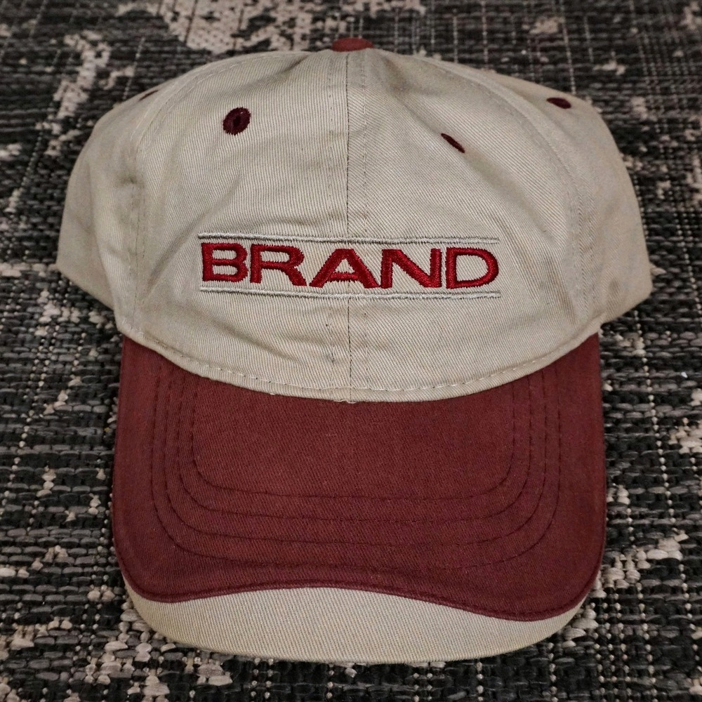 Retro BRAND Mens Baseball Hat Two Tone Beige Burgundy Maroon Tan Adjustable Cap